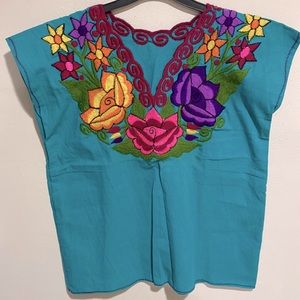 WOMEN COLORFUL FLORAL EMBROIDERED BLOUSE